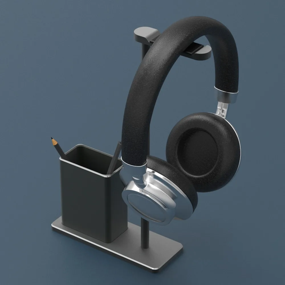 RevoNext Headphone Holder Fashion Design Metal Texture Headphone stand with pen holder Earphone Headset desktop Stand hanger