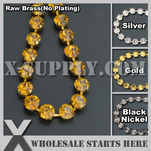 

SS45 10mm Handmade Round Rhinestone Cup Chain for Jewelry,DIY Decoration,Amber Rhinestones