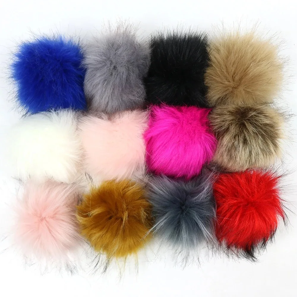 12pcs/lot Handmade DIY Artificial Faux Raccoon Ball Fur Pom Pom For Hat Furry Pompom Sewing Crafts Accessories 8/10/12/15/cm