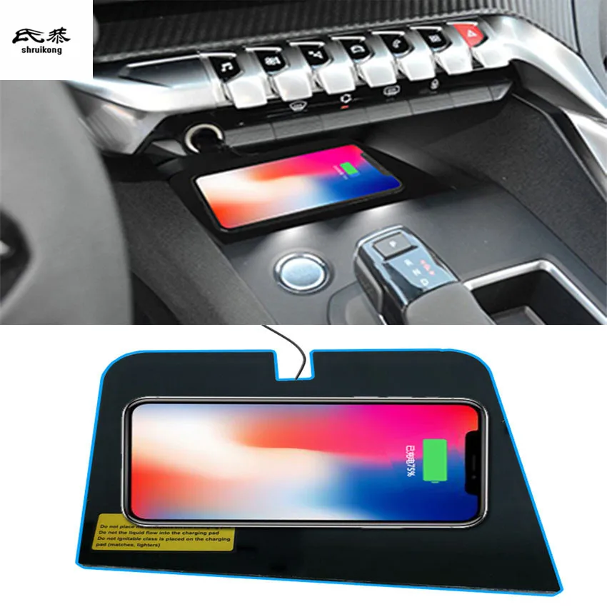 2rd 10W Snellader Speciale On-Board Draadloze Telefoon Oplaadpaneel Auto-Accessoires Voor Peugeot 4008 5008 2017 2018