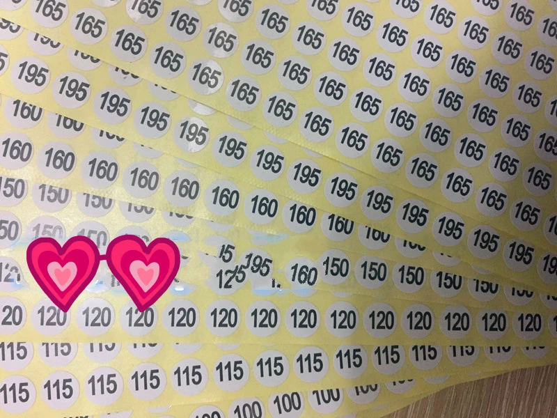 Big number sticker size label 80 90 95 100 105 110 115 120 125 130-195 Garment clothes accessories 1.3cm diameters 720pcs/a lot