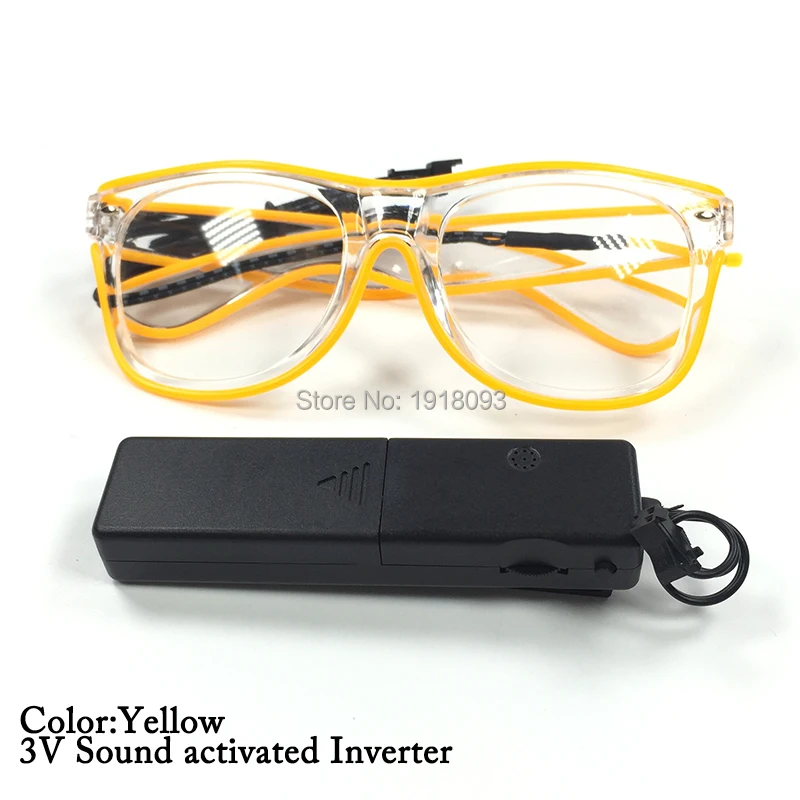 EL Wire Glasses with Transparent Frames DC-3V Sound activated Driver Novelty Lighting Colorful Glasses 5pieces