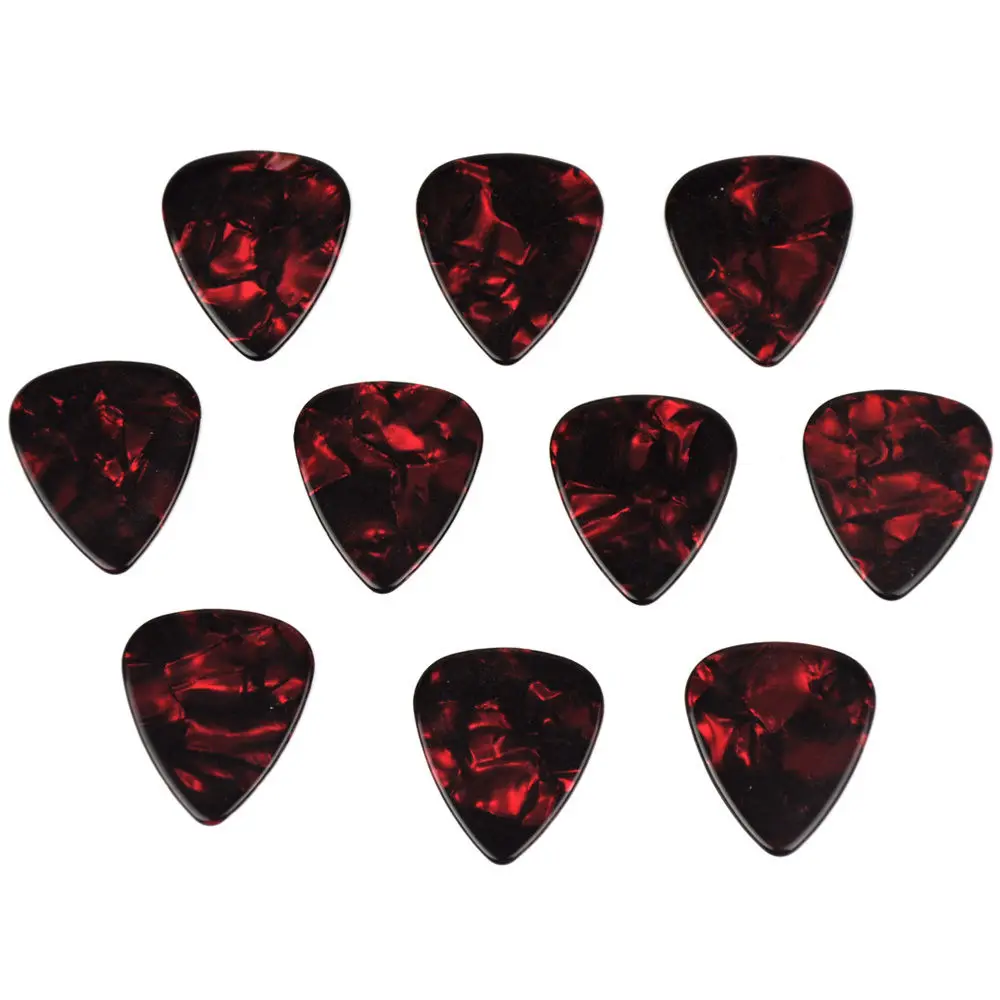 100pcs/lot 0.46mm 0.71mm 0.96mm 1.5mm Celluloid Guitar Picks Plectrums Red Pearl for Acoustic Electric Guitar Bass