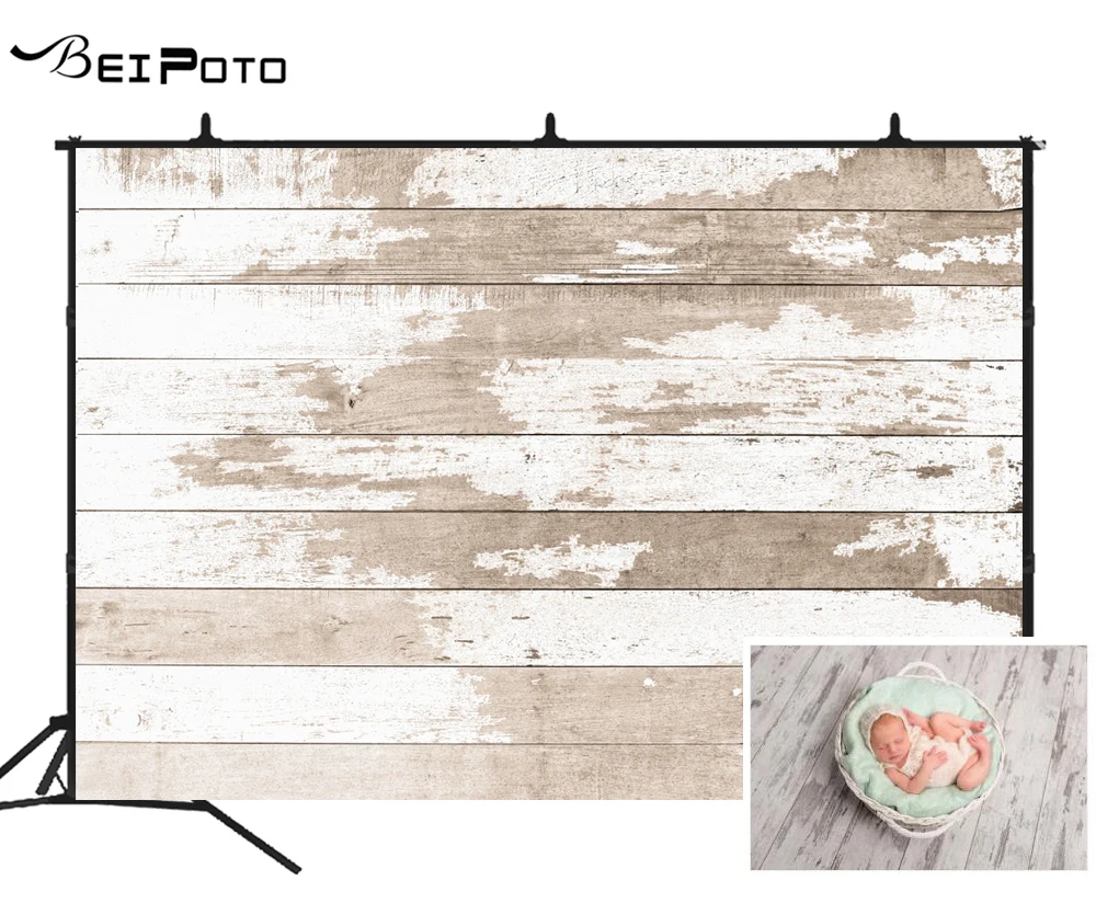 BEIPOTO Newborn Photography Backdrops vintage White wood floor background vinyl wood texture photo studio Prop photocall