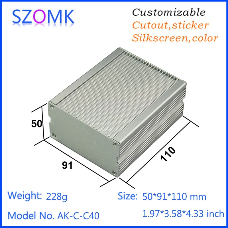 

1Piece 50*91*110mm china market of electronics aluminum case instrument enclosure customizable electronics enclosures for pcb