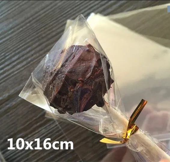 

200pcs/lot 10x16cm Transparent Flat Open Top Lollipop Baking Cookie Small Gift Cake Packaging Pouch Cellophane Pop Package Bags