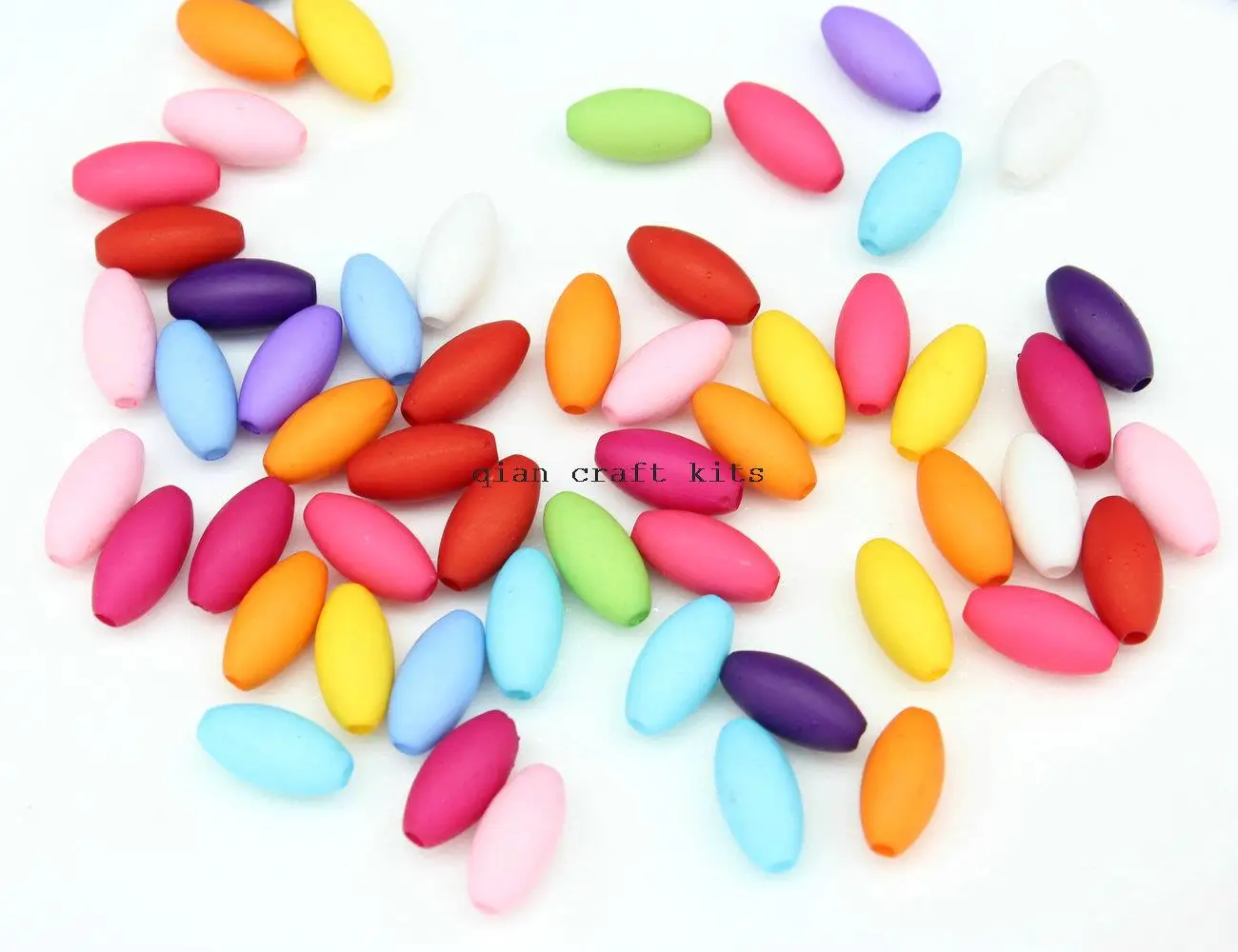 1000pcs rainbow mix color Acrylic Oval Beads Rubber Coated Beads Rubber Effect  matte finishment Supply Item 6mm*12mm D25