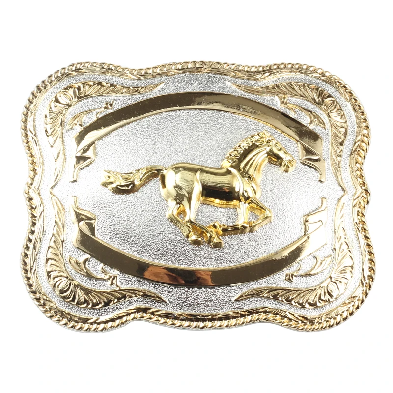 

Western Style Horses Cowboy Belt Buckle Large Accessory Width 3.8cm Double Color