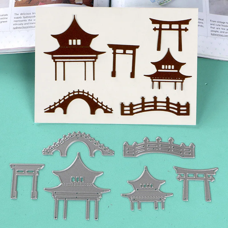 DUOFEN METAL CUTTING DIES Asian pavilion and torii for DIY papercraft projects Scrapbook Paper Album