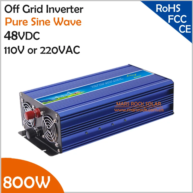 

800W 48VDC Off Grid Inverter, Pure Sine Wave Inverter for 110VAC or 220VAC Home Appliances in Solar or Wind Power System