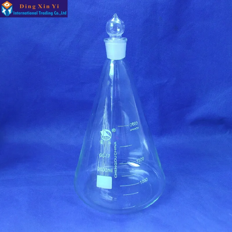 

2000ml 1pc Glass Conical Flask With Cap Glass Erlenmeyer Flask Glass Triangle Flask For Laboratory