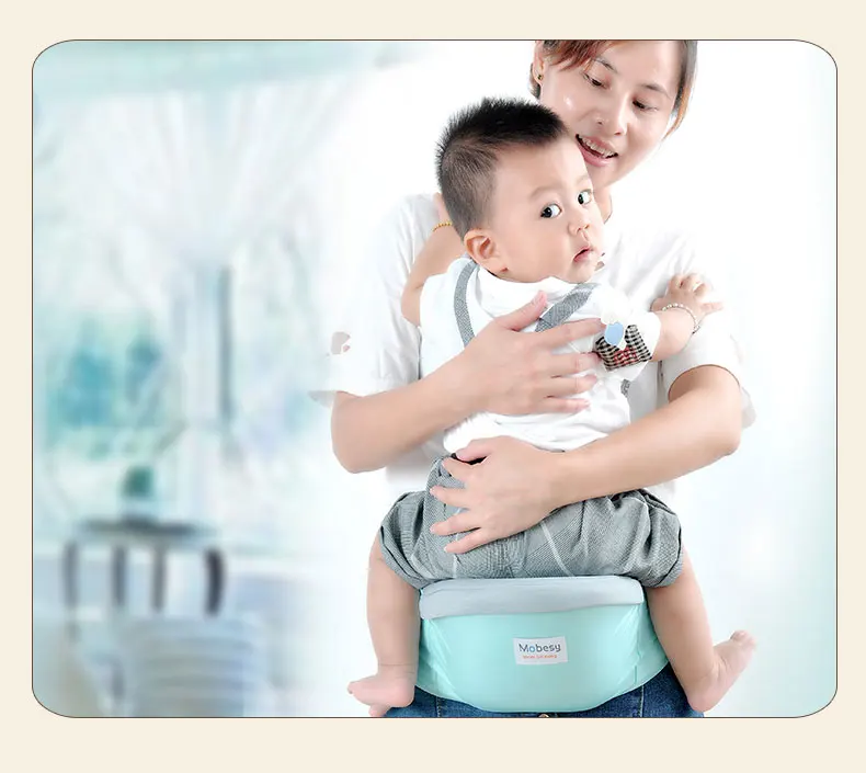 Voor-en back baby carrier heupdrager draagzak baby sling eiland blauw hip-seat