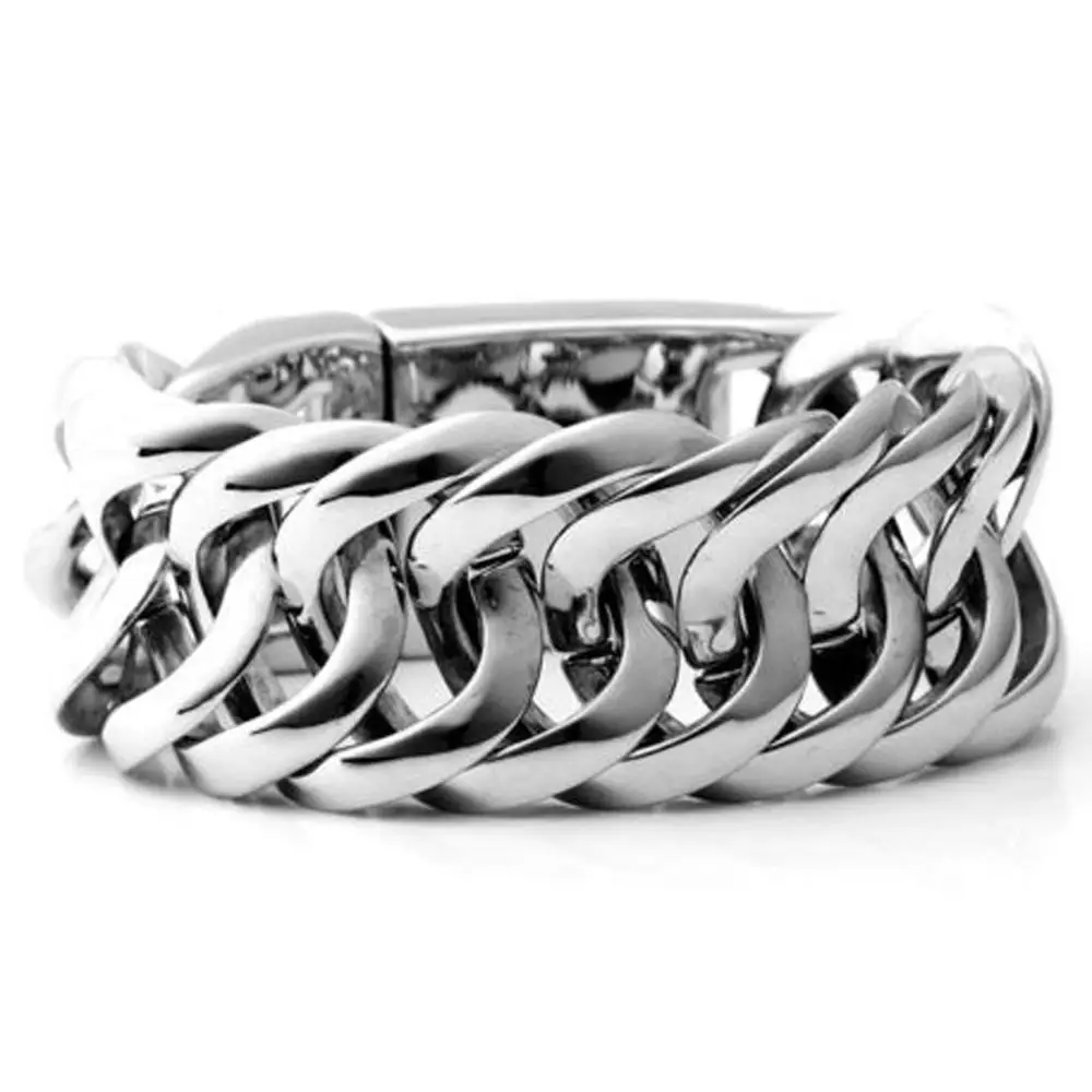 Fashion New Link Chain Stainless Steel Bracelet Men Heavy 20mm/30mm Wide Men Bracelet Double Curb Chain Wristband Jewelry