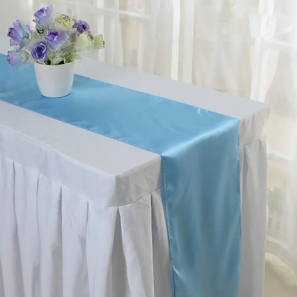 

Wholesales 20PCS Light Blue Stain Table Runner For Wedding Party Table Decoration Party Supply 30X275CM (12"X108") STR-0044