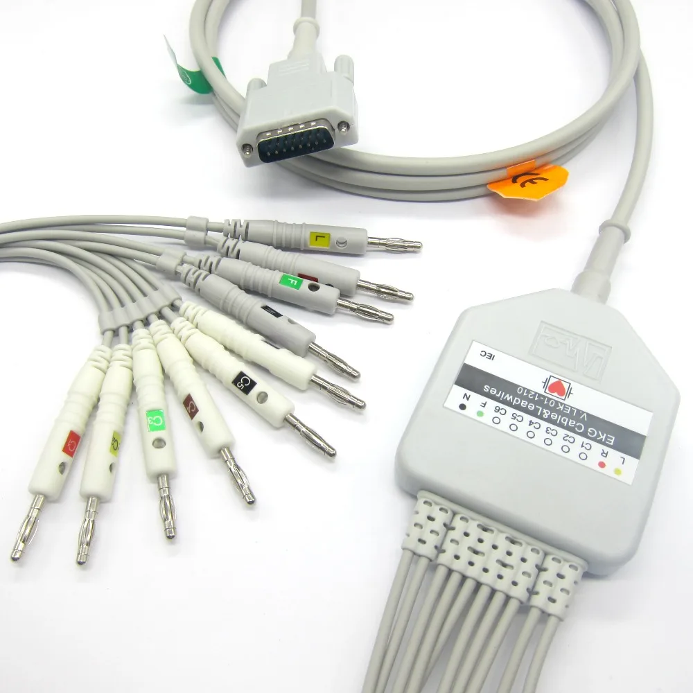 

Nihon Konden EKG cable with 10 leadwires banana plug 10 lead ecg cable banana 4.0 ekg cable