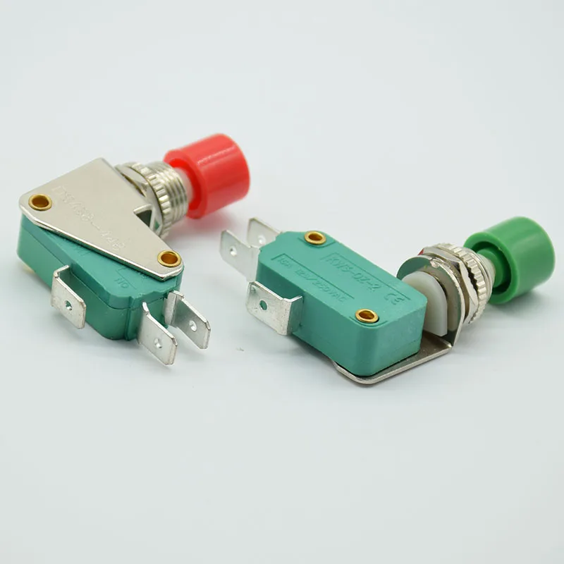 2pcs 3 Pins Red green Signal PushButton Switch 16A 125V/250V AC Momentary  reset Switch SPDT 1 NO 1 NC DS438 KW3-0Z-2