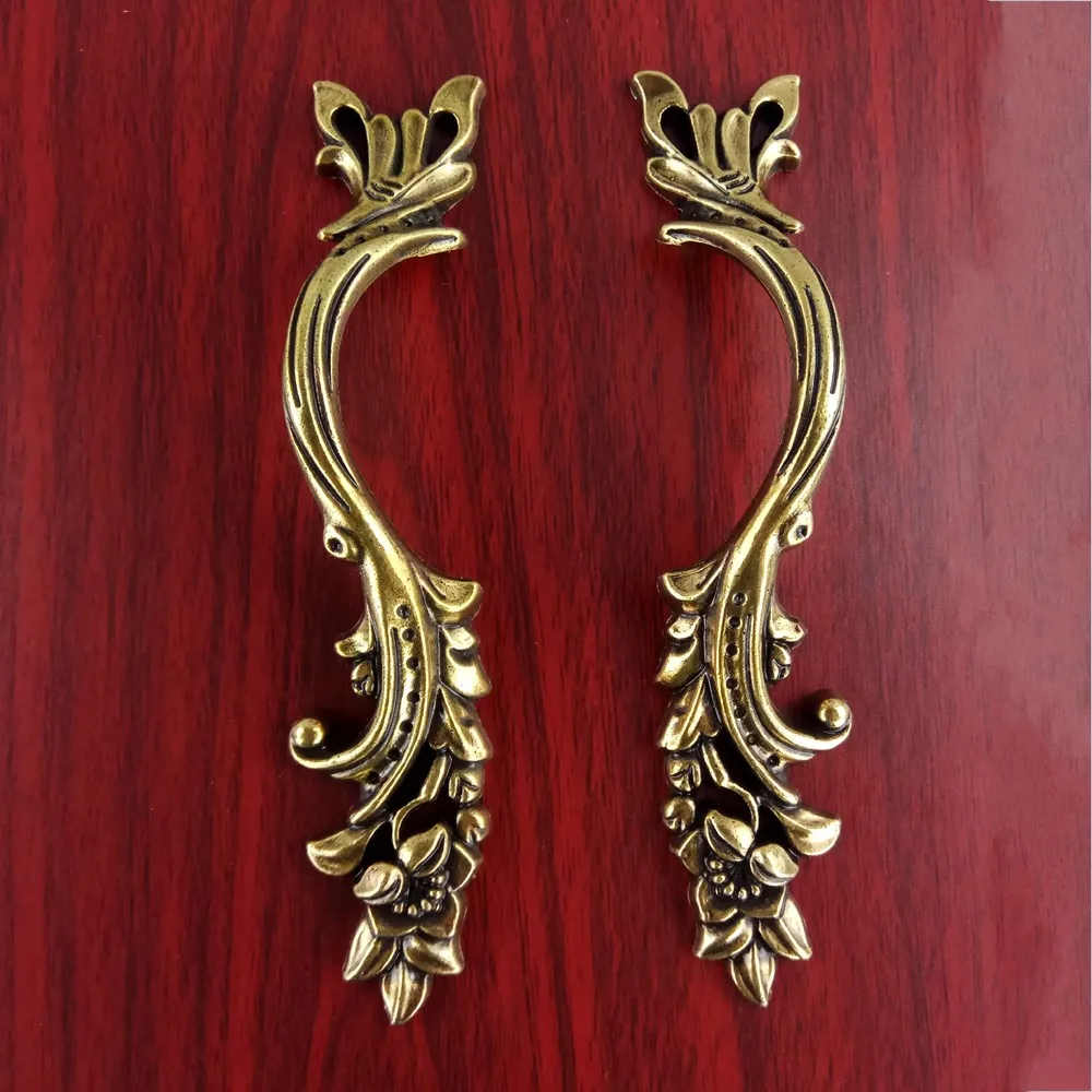 Bronze Flower Handle For Furniture Kitchen Cabinets Door Drawer Knob Silver Handle Dressing Table Wardrobe Handle Cupboard Pulls