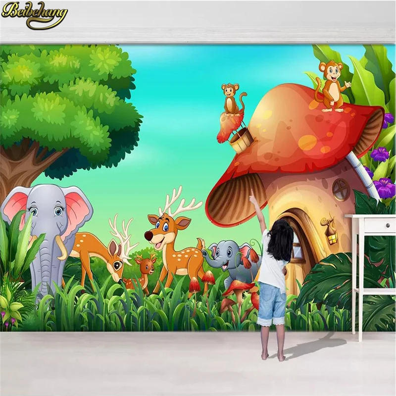 

beibehang Custom Nordic wind animal forest elephant monkey photo wallpaper for kids room bedroom background 3D photo wall paper