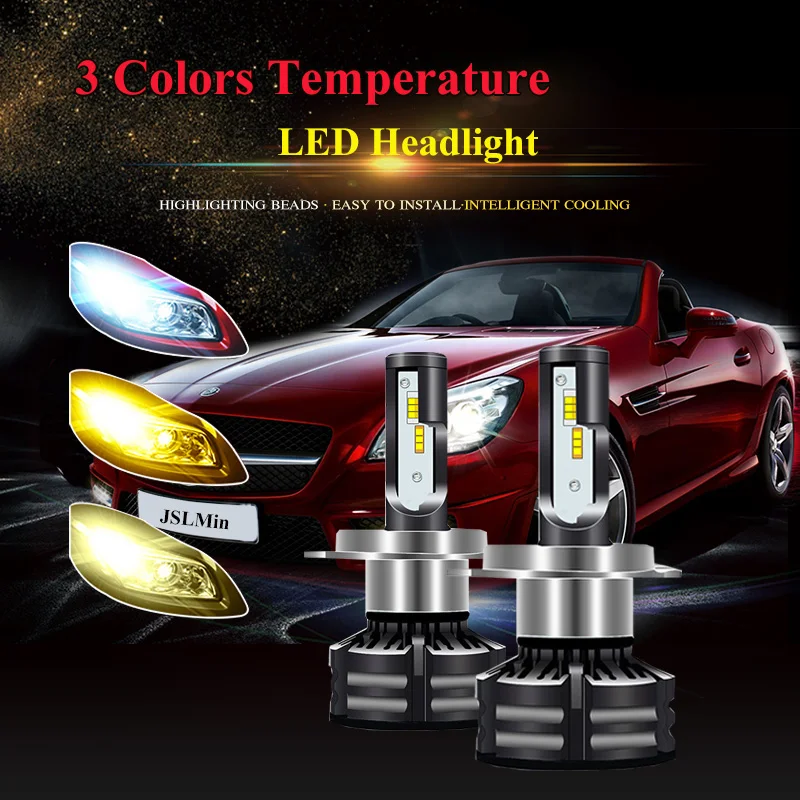 LED Car Headlight Bulb H1 H7 H4 H1 D1S Hi/Lo Beam LED Fog Lamp Conversion kit led auto T6 Tricolor 3000K 4300K 6000K All In One