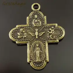 GraceAngie 10pcs/pack Vintage Antique Style Bronze Tone Alloy Goddess Cross Charm Pendant Finding For Church Classic Present