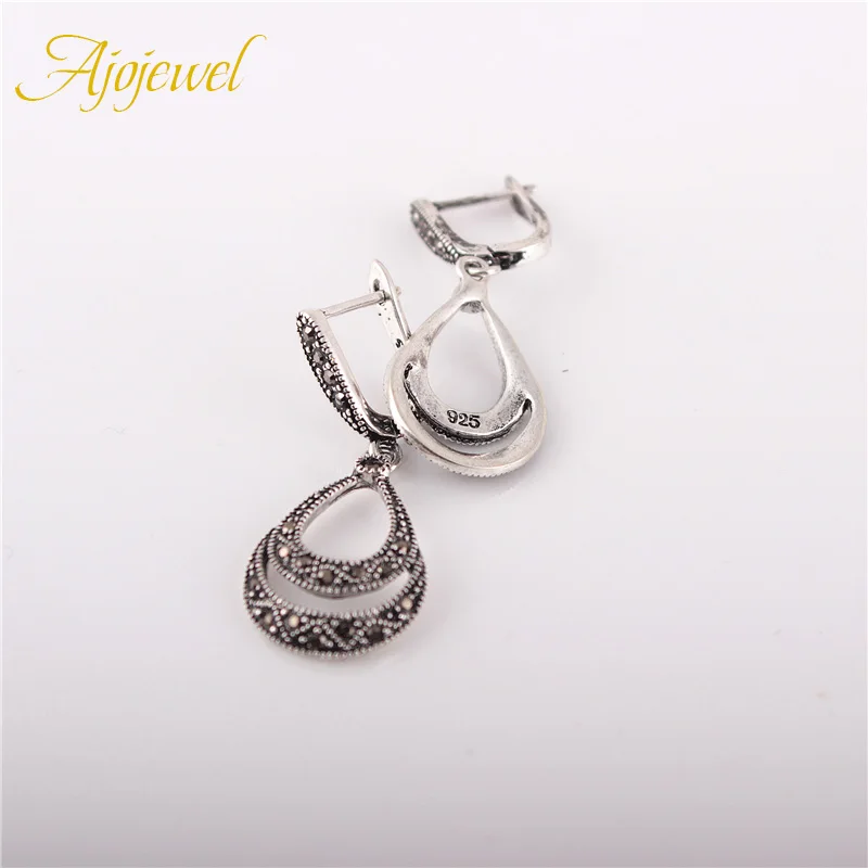 Ajojewel Brand Fashion Waterdrop Crystal Earrings For Women Black Jewelry Drop Earrings With Stone