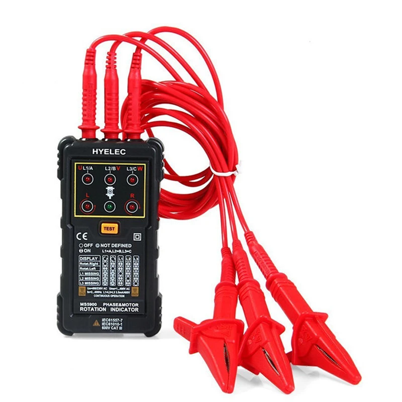 Peakmeter MS5900 Motor & Phase Rotation Indicator Three Phase Rotation Indicator Sequence Voltage Current Frequency Tester