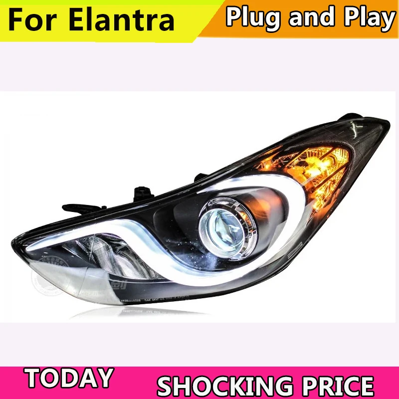 Car Styling Head Lamp For Hyundai Elantra headlights angel eyes 2012-2017 For Elantra head lamp bi xenon lens Hi Low Beam h7