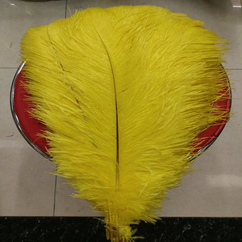 wholesale 10 PCS beautiful yellow ostrich feather 40-45cm/16-18 inches yellow feather Plume wedding decoration ostrich plumage