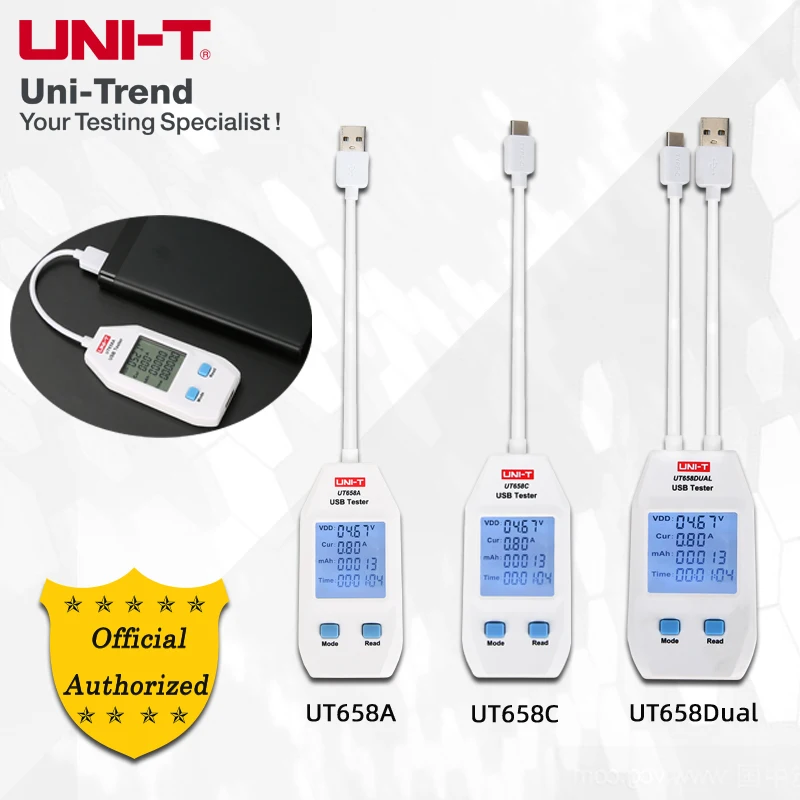 UNI-T UT658A/UT658C/UT658Dual/UT658LOAD Second-generation Type-A/Type-C USB tester; voltage/current/charge/capacity detector