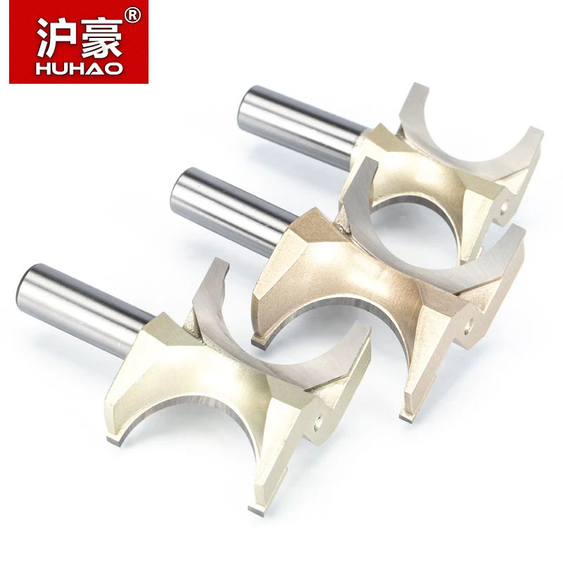 HUHAO 1pc 1/2 inch Shank Half Round bit 2 Flute Endmill Router Bits for Wood Without Bearing Woodworking Tool Milling Cutter