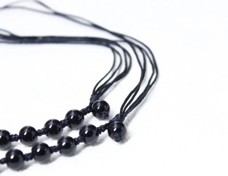 Black Obsidian 6mm Beads Necklace For Pendant Natural Stone DIY Lucky Beads Chain Necklace Jewelry Accessories For Men/Women