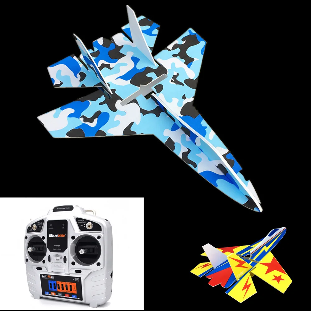 Flight  Fixed Wing Model Su27 RC Airplane With Microzone MC6C Transmitter with Receiver and Structure Parts For DIY RC Aircraft