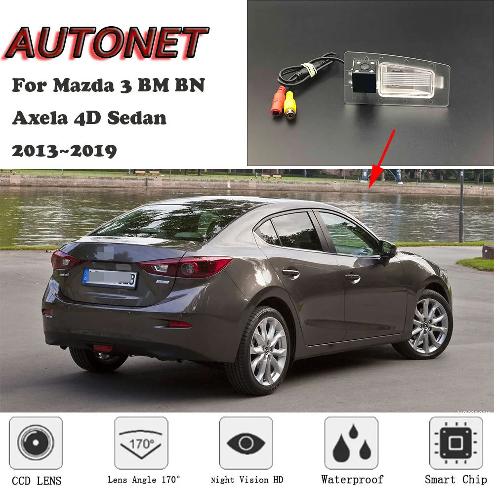 

AUTONET HD Night Vision Backup Rear View camera For Mazda 3 Axela BN BM 4D Sedan 2013~2019 CCD/license plate Camera or Bracket