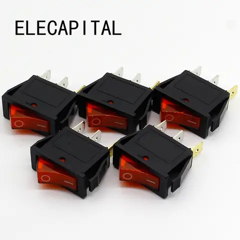 Interruptor de balancim de barco de LED vermelho, 3Pin SPST ON, OFF G132, 15A, 250V, 20A, 125V, Painel do painel do carro, caminhão, RV, ATV, casa, 5pcs por lote