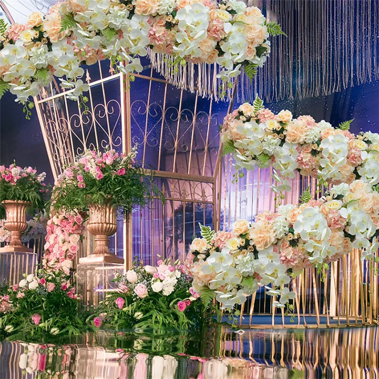 Artificial flower ball centerpieces+1m orchid flower row arranmement decor wedding arch wall table flower bouquet