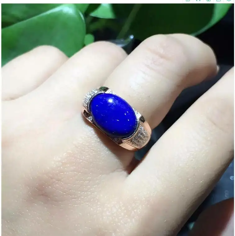 Natural Lapis ring Free shipping Natural real Lapis 925 sterling silver Ring Per jewelry 10*14mm