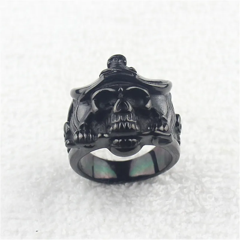 Cool Men's Black Pirate Skull Knife Caribbean Biker Stainless Steel Biker Ring US Size 7-15