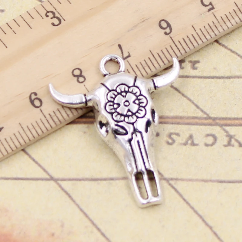 10pcs Charms Skull Bull Ox Star Head 32x26mm Tibetan Silver Color Pendants Antique Jewelry Making DIY Handmade Craft