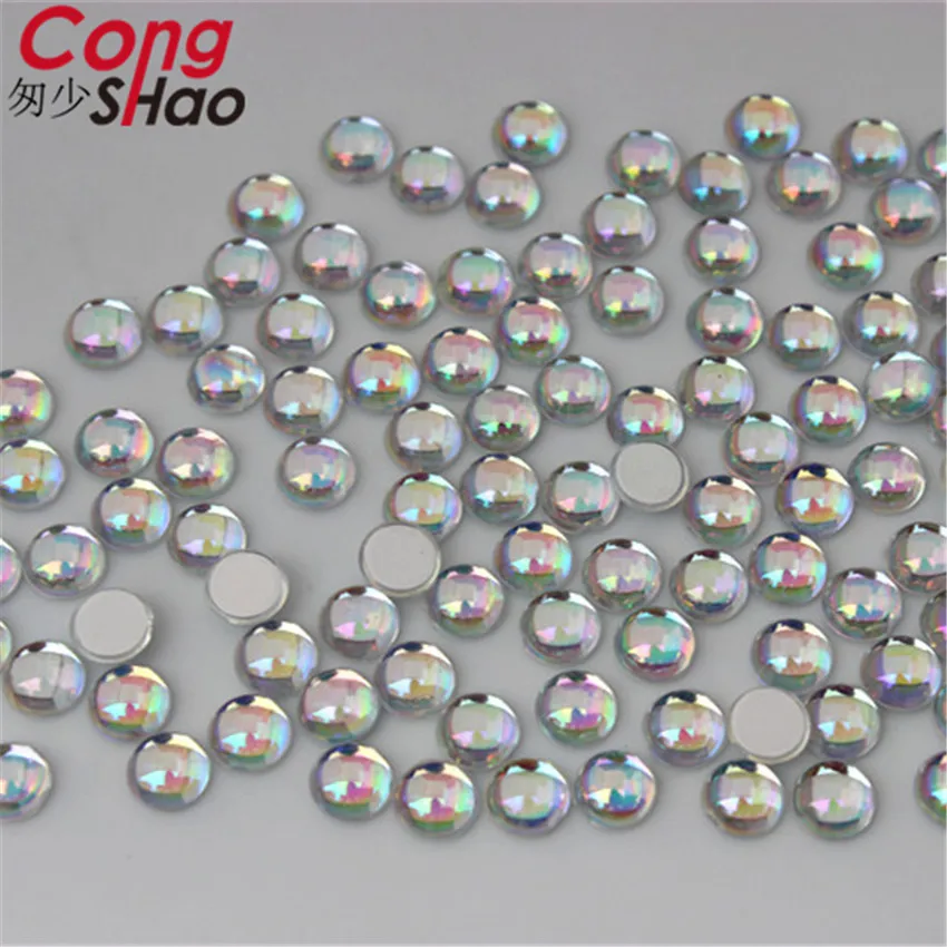 Cong Shao 100pcs 6mm 3D Nail Art Tips AB Clear flatback crystal Acrylic Rhinestone DIY phone not hotfix nails applique ZZ424