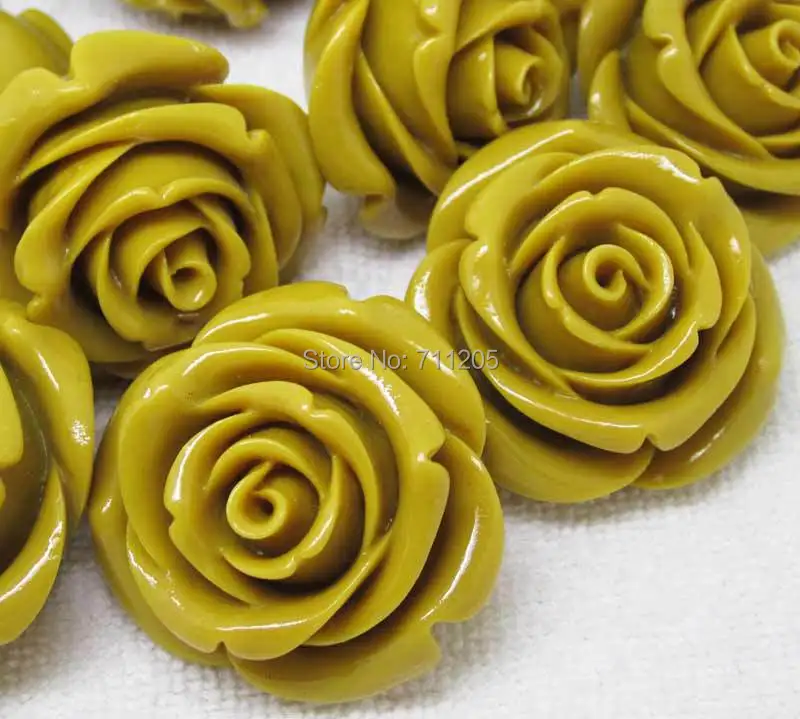 Wholesale 10pcs, 36mm Beautiful Yellow Synthetic Resin Rose beads, Min. Order is $10,we provide mixed wholesale for all items !