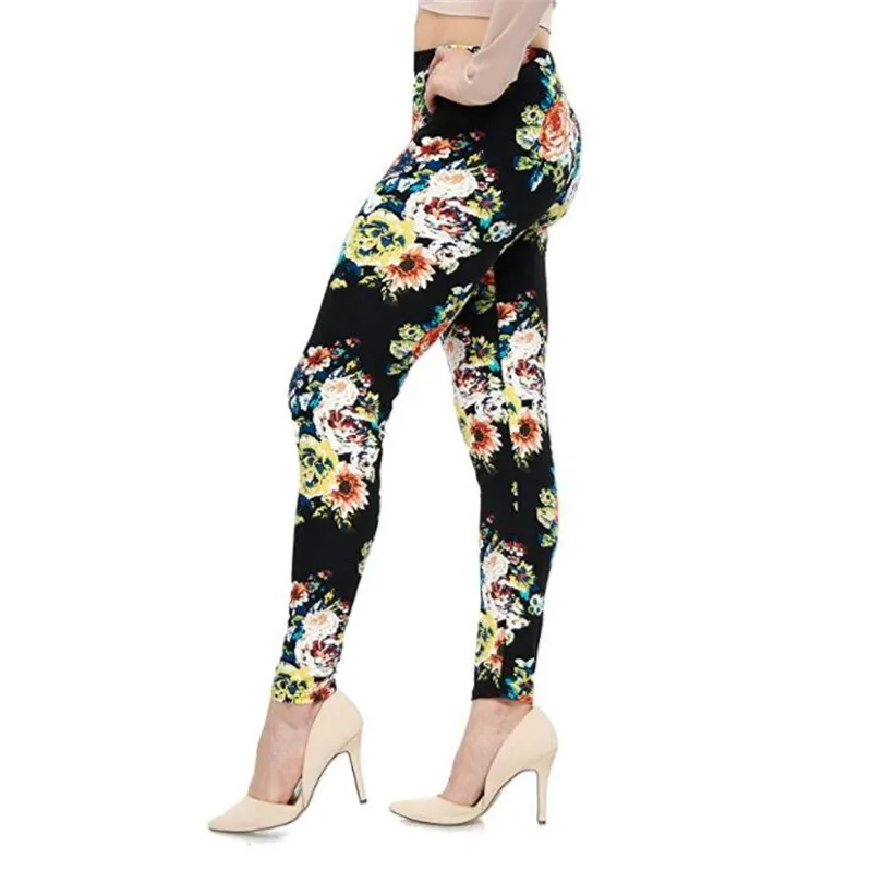 YRRETY Stripe Print Flower Pattern High Waist Push Up Legging Plaid Colorful Pants Fashion Clothing Stretch Flower Star Trousers