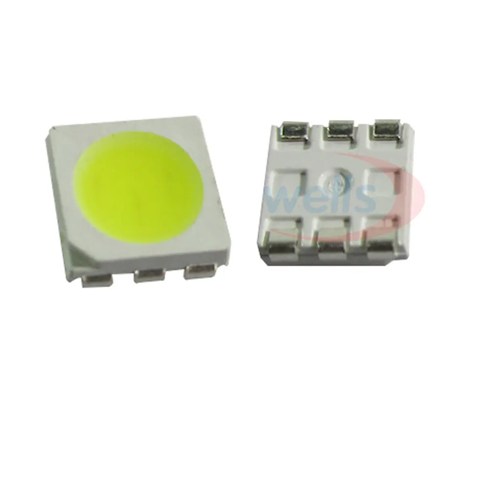 1000 PCS SMD/SMT 5050 LED RGB Red Blue Green Yellow White Warm white  Low-Mid Power PLCC-6 CHIP-3 12-15 LM 60MA 0.2W LED Chip