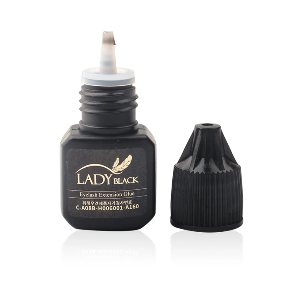 1 Bottle Black Eyelash Extension Glue Sky Lady Black Fast Drying Time 3-4S Low Irritation for Sensitive Skin Eyelash Adhesive