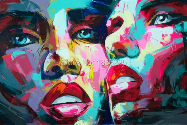 

Master Level Artist Hand-painted High Quality Knife Painting On Canvas Handmade Modern Abstract Portrait Face Oil Painting