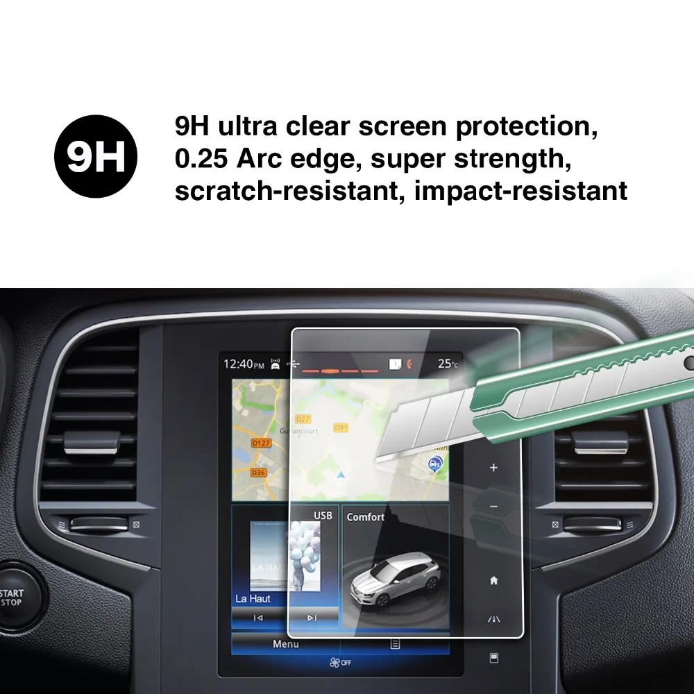 RUIYA Car Screen Protector dla Megane 4 r-link 2016 2017 2018 7-Cal 8.7-Cal ekran dotykowy nawigacji GPS