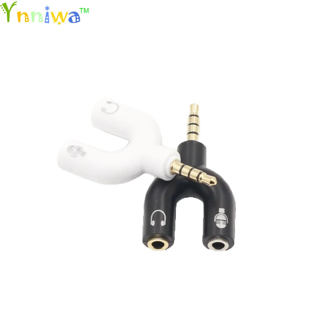 50pcs 1 Male To 2 Female 3.5mm Earphone Headphone U Shape Stereo 2 Way Headphone Adapters Conver For Mobile phone MP3 MP4