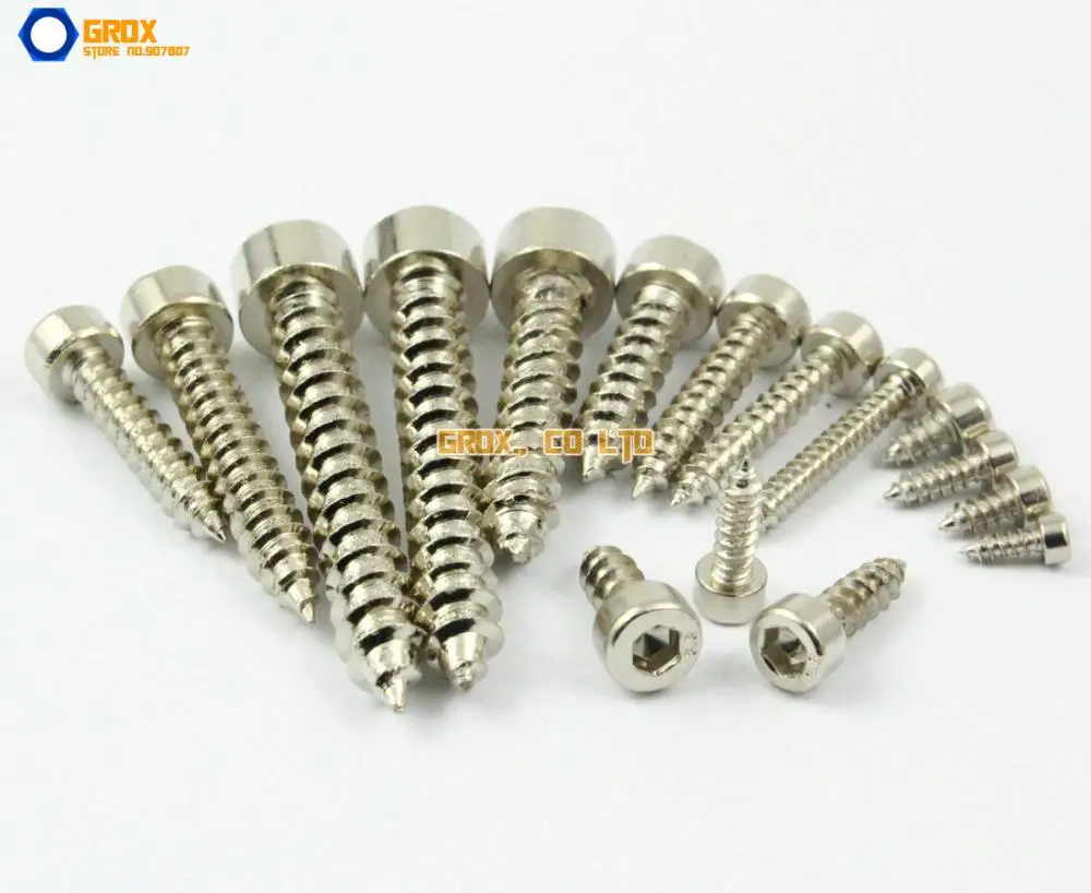 100 Pieces M3 x 8mm 8.8 Grade Alloy Steel Nickel Plated Hexagon Socket Cap Head Self Tapping Screw Model Screw