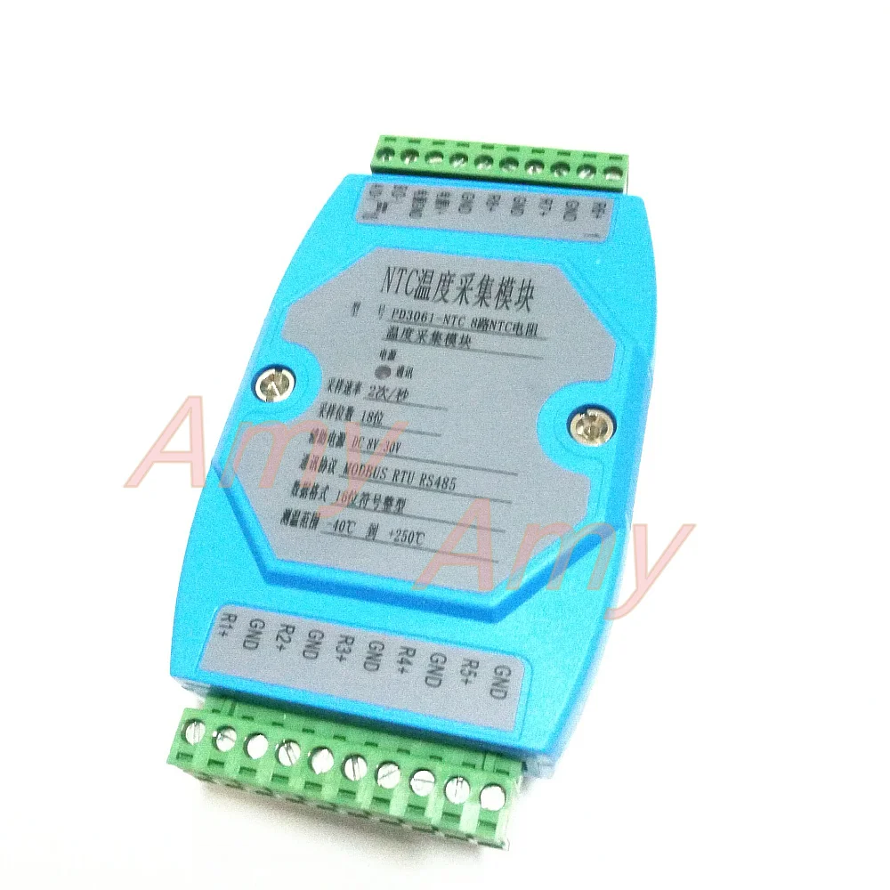 8 way NTC thermistor temperature acquisition module MODBUS RTU protocol 485