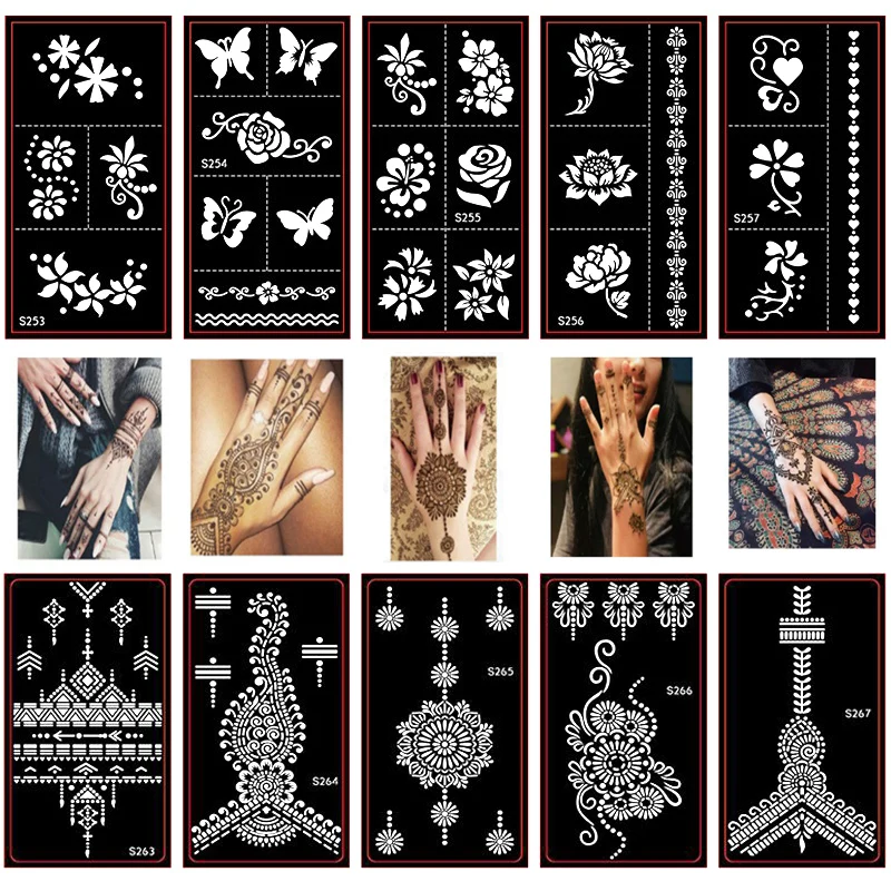 

200 Pcs Body Art Jewelry Stickers Glitter Woman Drawing Stencil Body Paint Flower Tattoo Airbrush Stencils & Template Wholesale