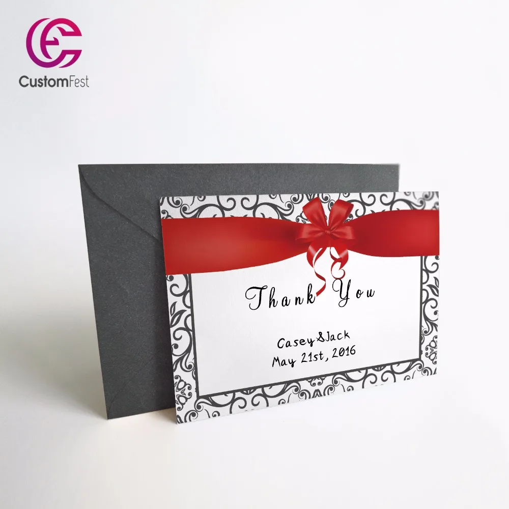 50pcs/lot Personalized Thank you card or save the date card with free envelop classic tie 042